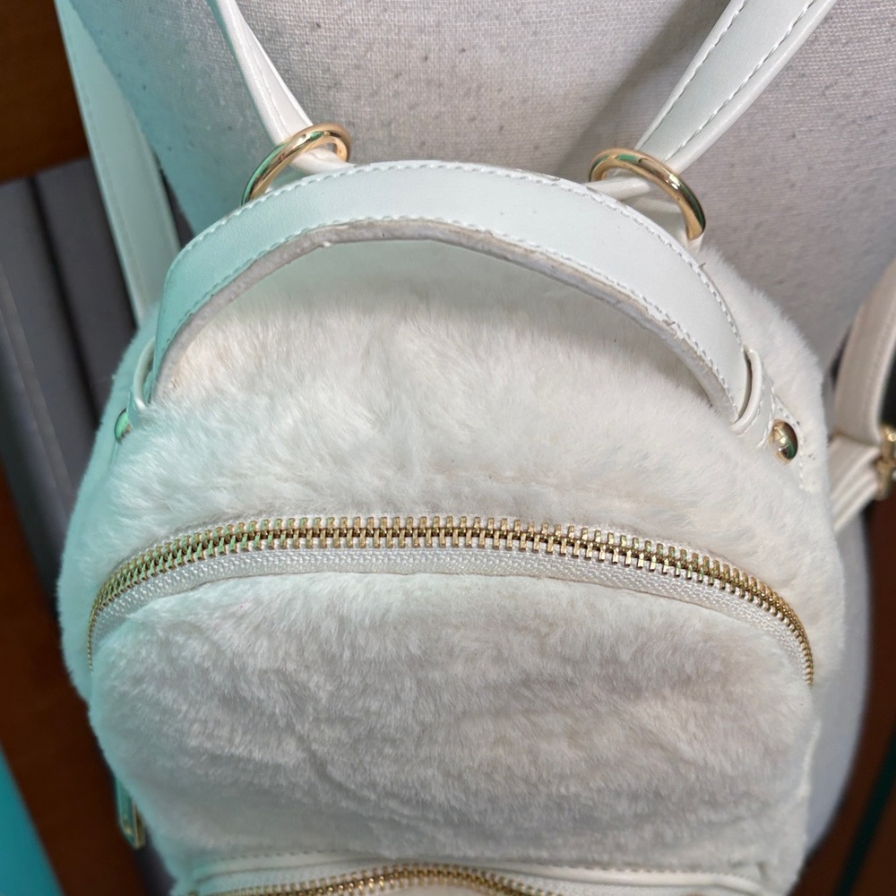 Betsey Johnson White Furry dog Backpack - Picture 3 of 13